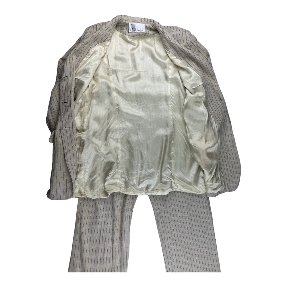 Vintage Adriano Striped Pant Suit Beige Size 12 - Picture 6 of 10